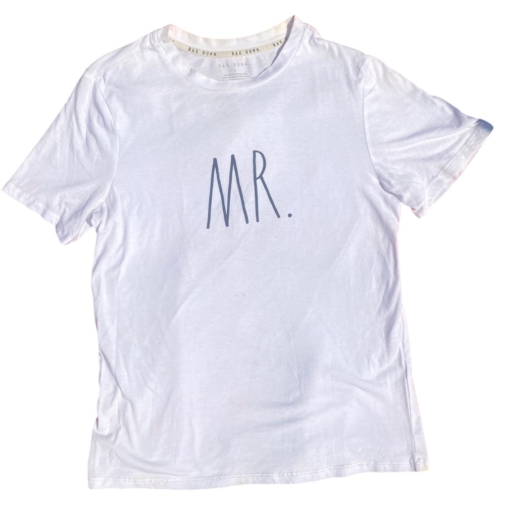Rae Dunn Mr. Men's White Tee T-Shirt Small Casual Soft Groom Wedding Crewneck - Picture 2 of 6